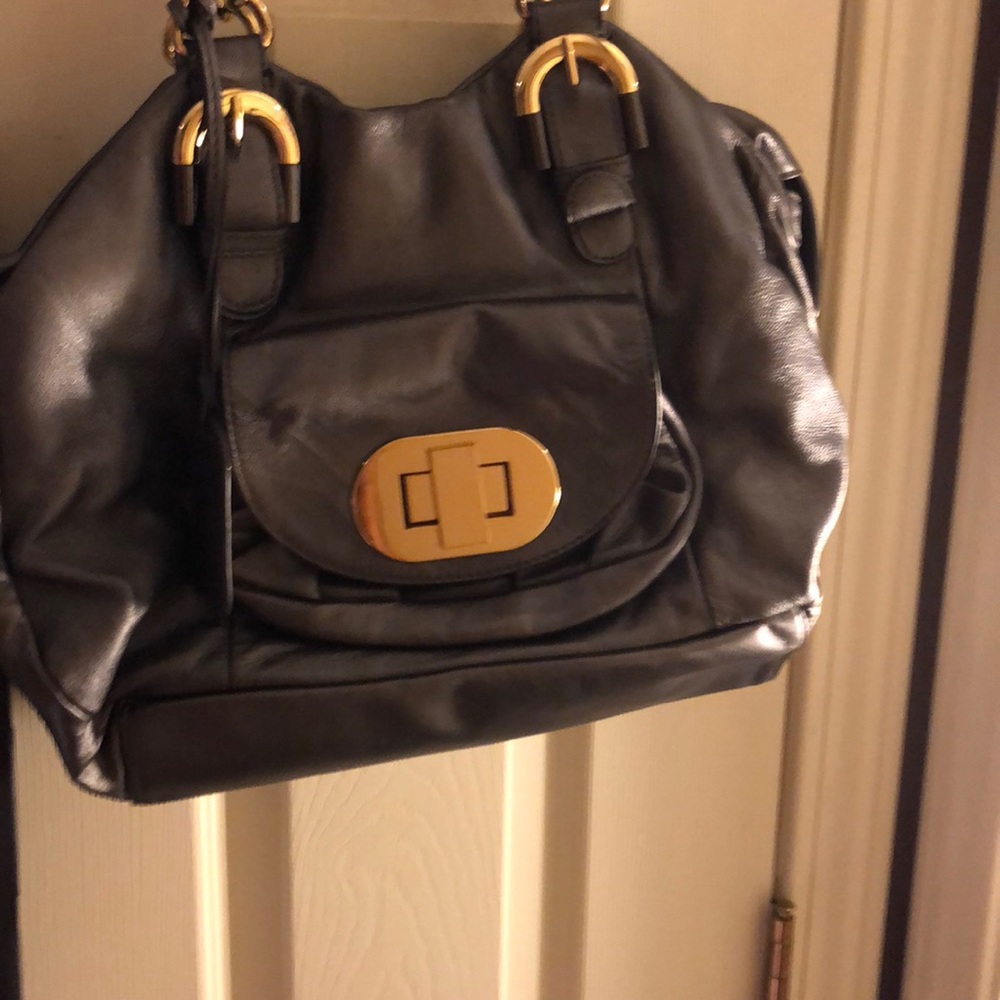Large designer chain link shoulder bag